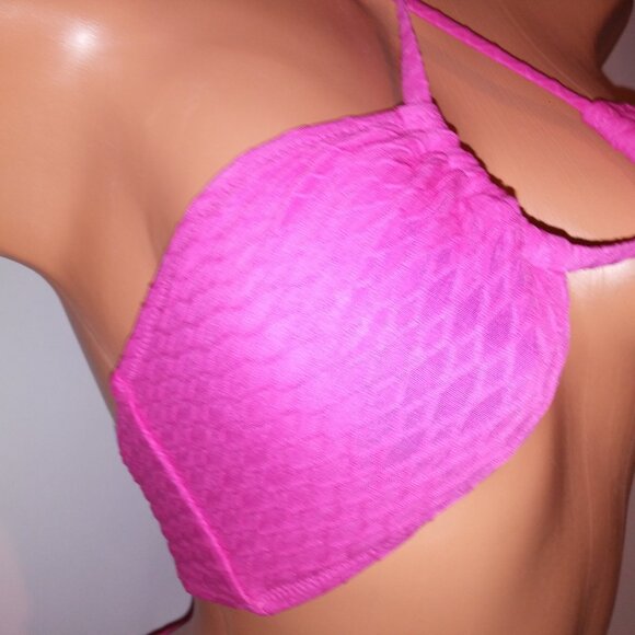 Victoria Secret Swim Bikini Top & Bottom Pink Textured Convertible String Remova - Picture 5 of 16